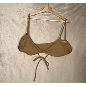 Skims Swim Micro Scoop Bikini Top Womens Sz 4X Brown Nylon Stretch Beach Swim
